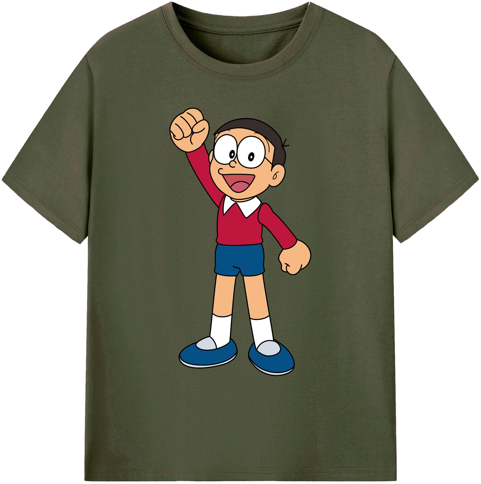 （画像用） ドラえもん 野比 のび太 Doraemon Nobita Nobi 綿100％ メンズ半袖Tシャツ｜肌触りやわらか＆通気性